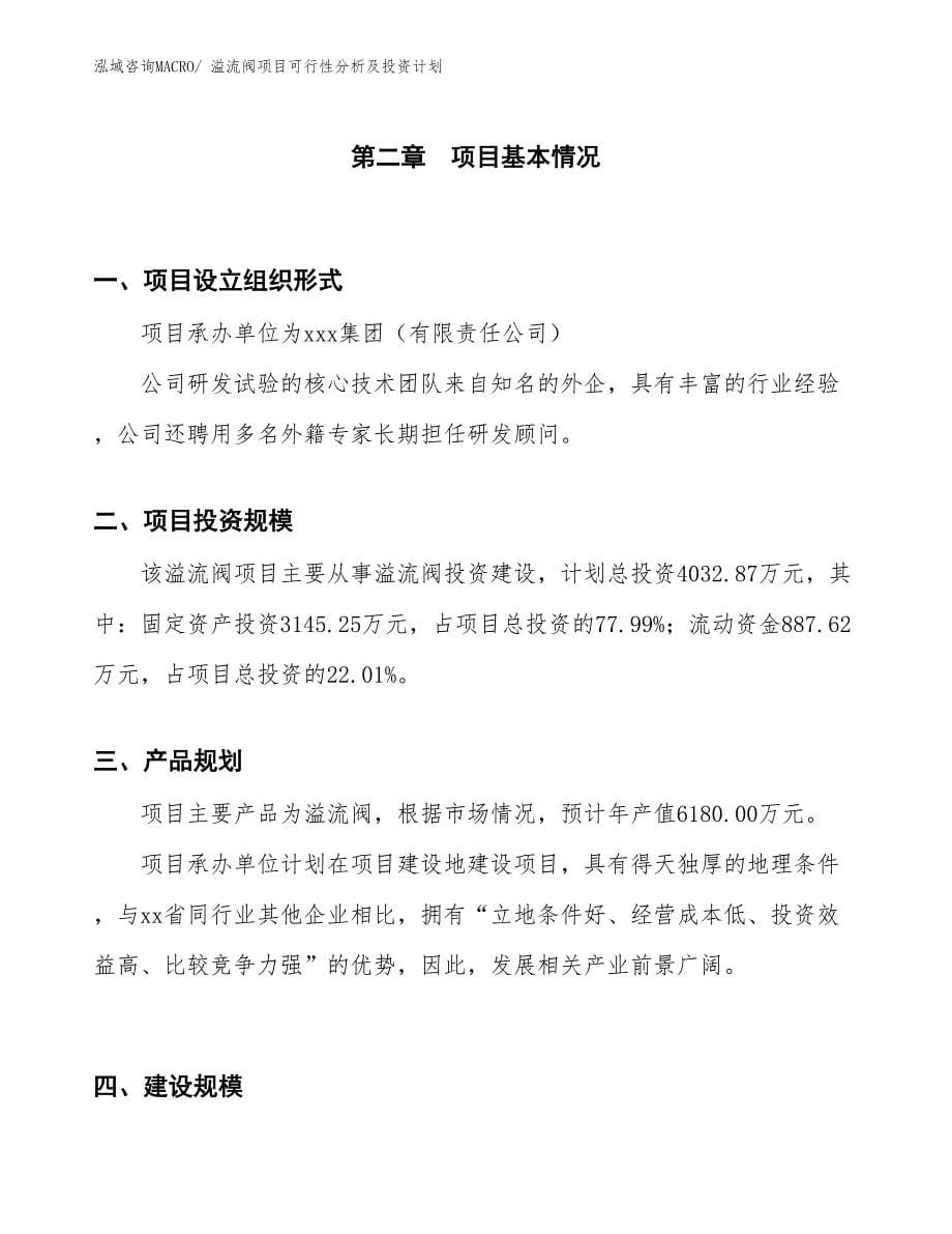 溢流阀项目可行性分析及投资计划_第5页