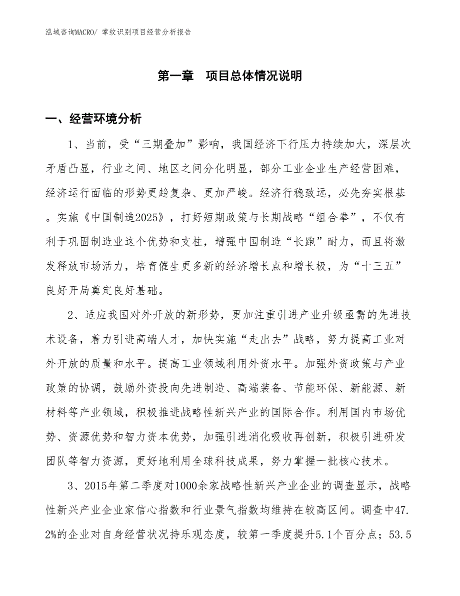 掌纹识别项目经营分析报告_第1页