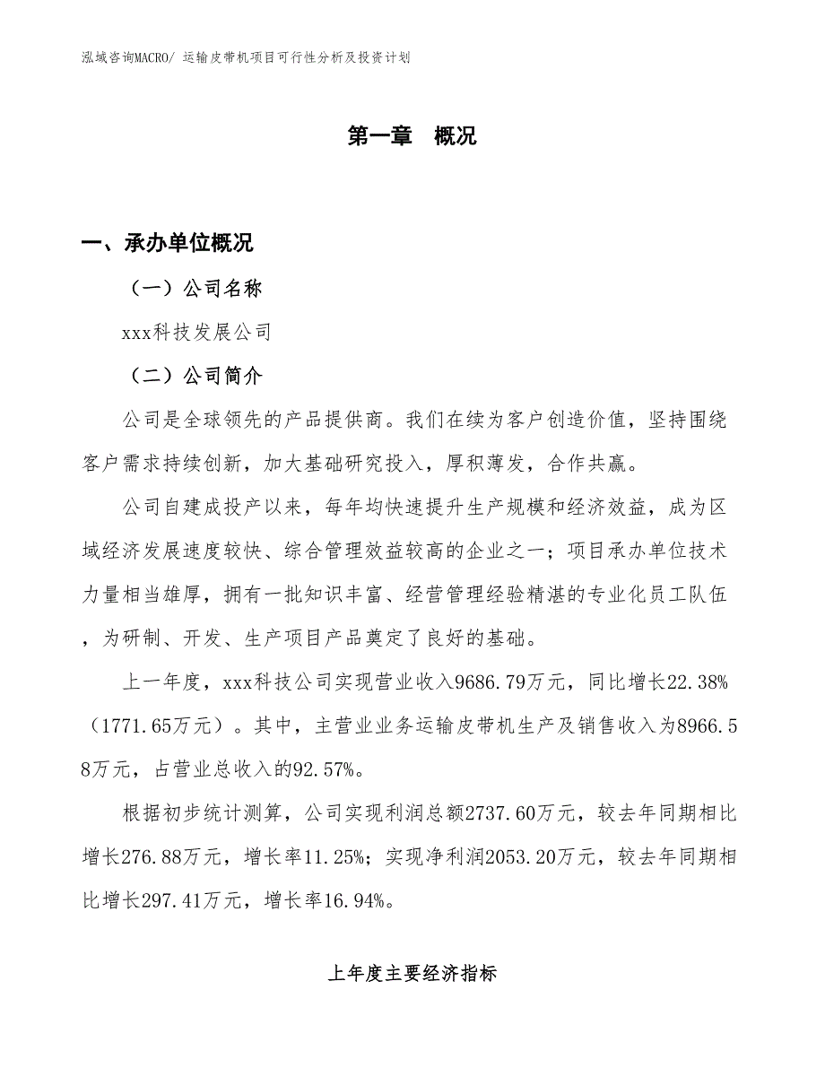 运输皮带机项目可行性分析及投资计划_第1页