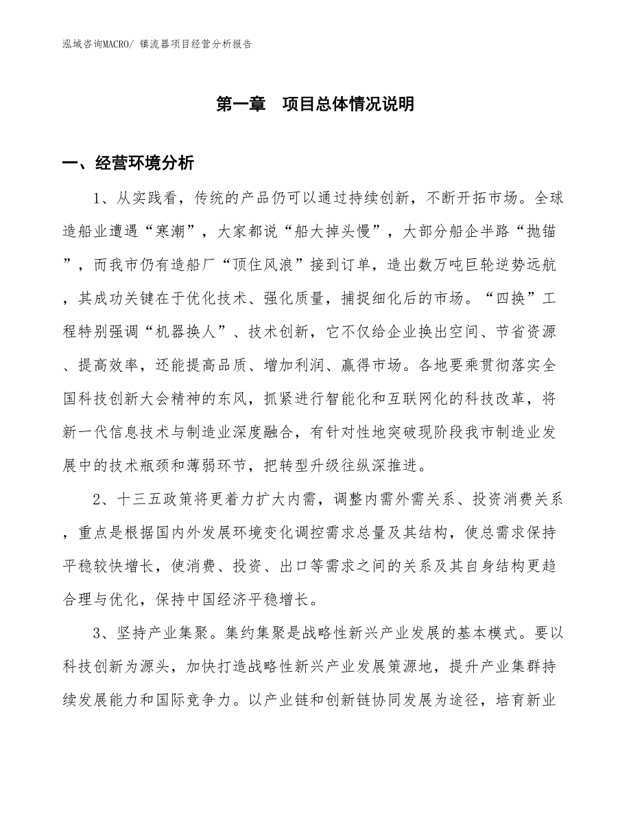 镇流器项目经营分析报告 (2)_第1页