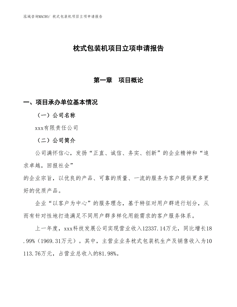 枕式包装机项目立项申请报告_第1页