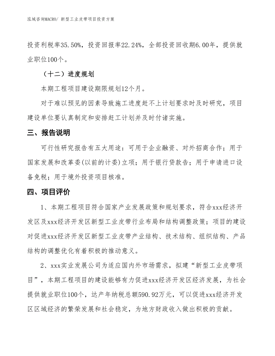 新型工业皮带项目投资方案_第4页