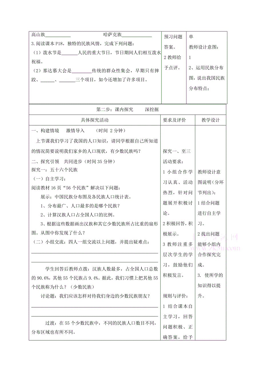 2018-2019学年八年级地理上册 1.4 中国的民族教学案（新版）湘教版_第2页