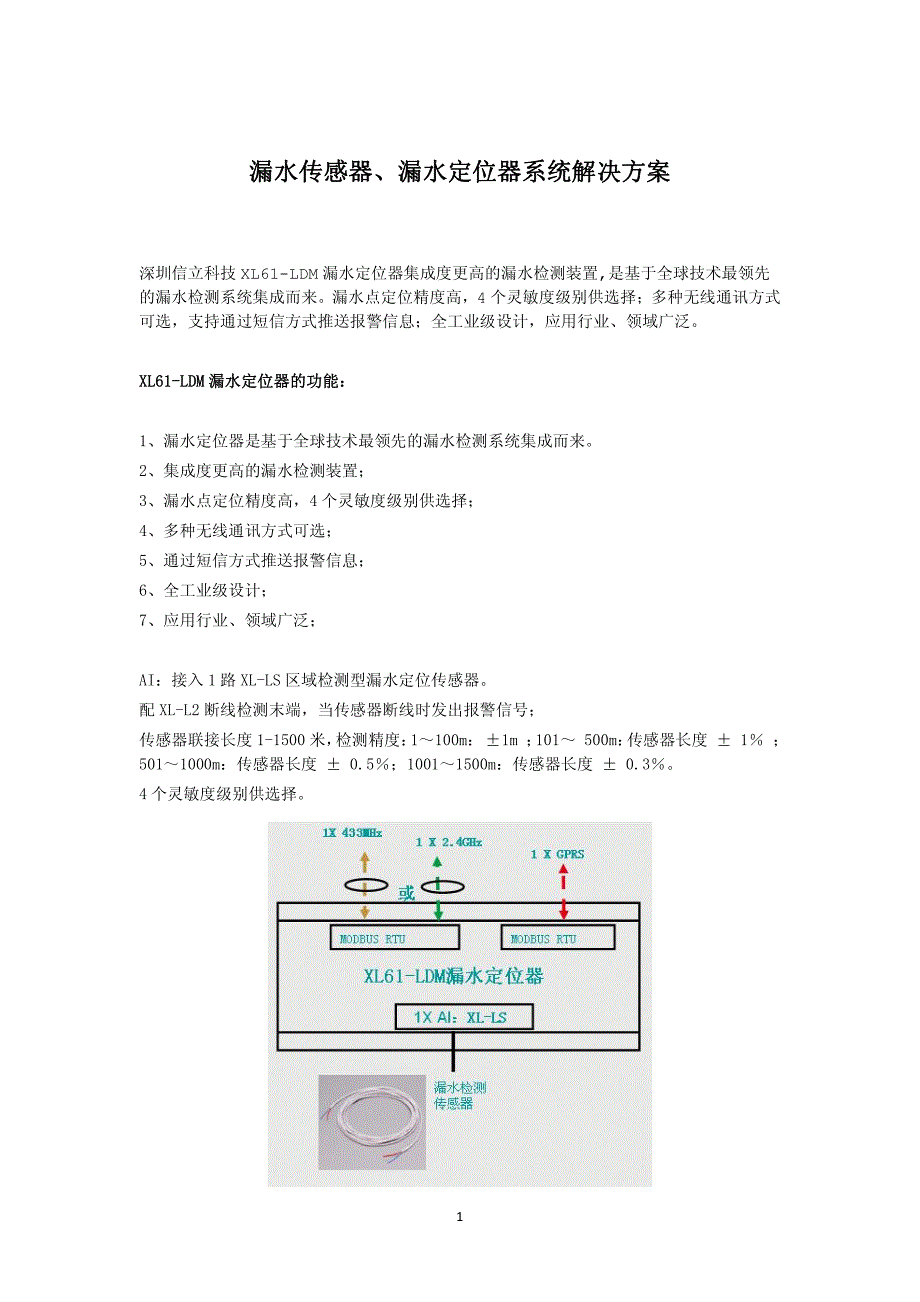 漏水传感器、漏水定位器系统解决方案.pdf_第1页