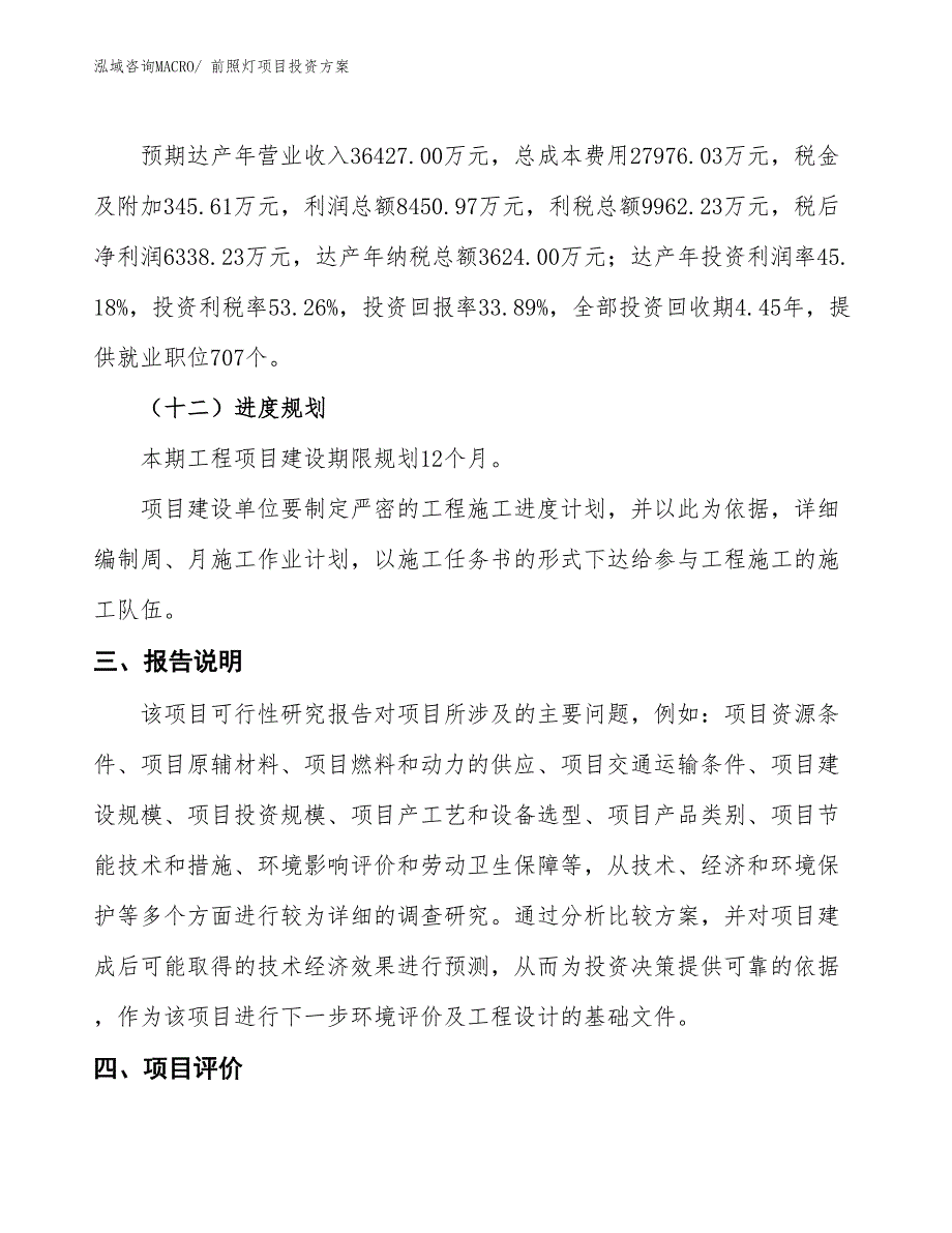 前照灯项目投资方案_第4页