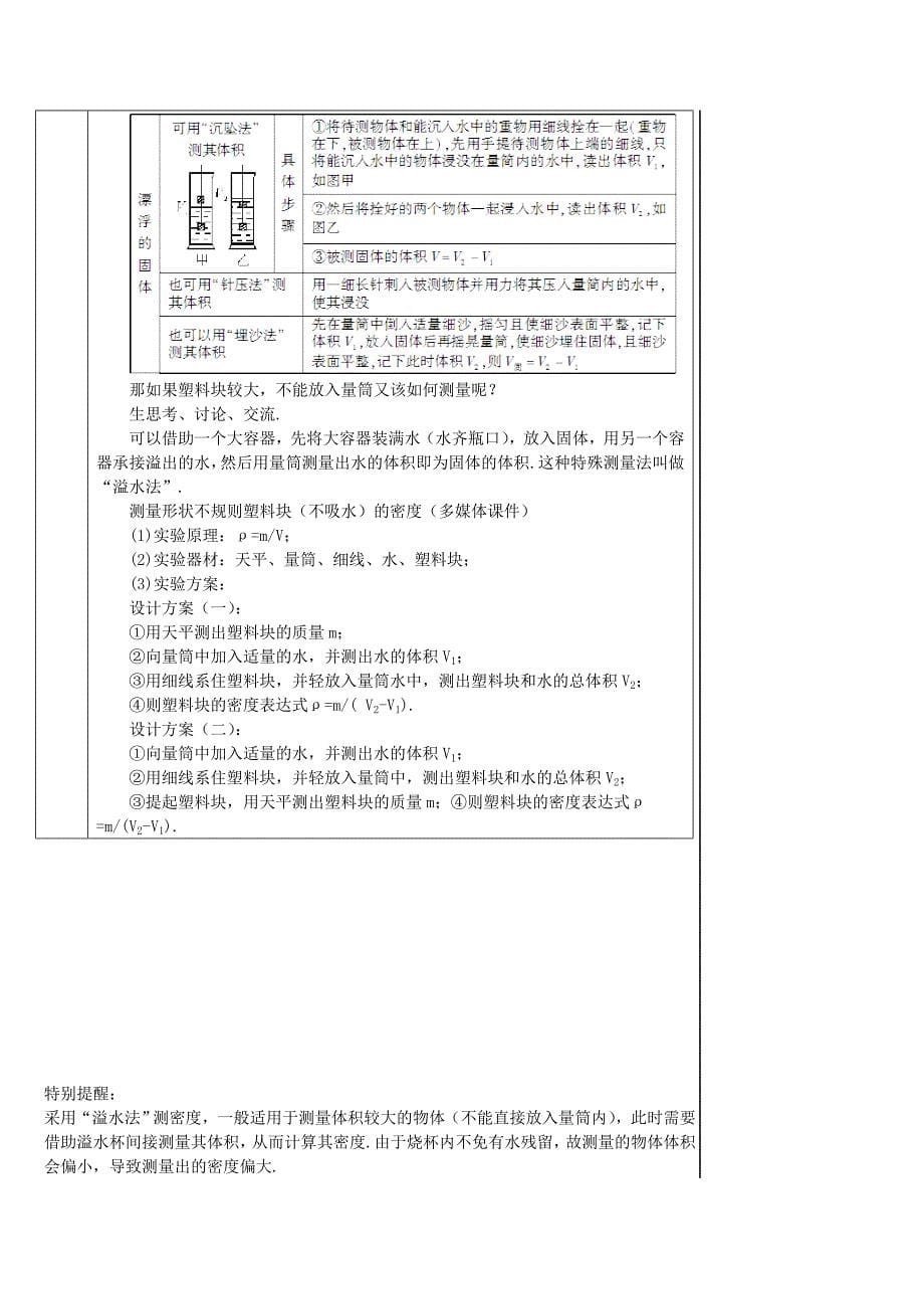 2018-2019学年八年级物理上册 第六章 第3节 测量物质的密度导学案 （新版）新人教版_第5页