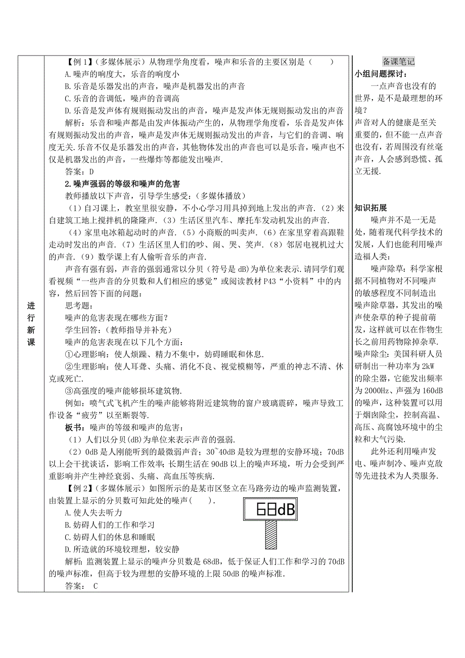 2018-2019学年八年级物理上册 第二章 第4节 噪声的危害和控制导学案 新人教版_第3页