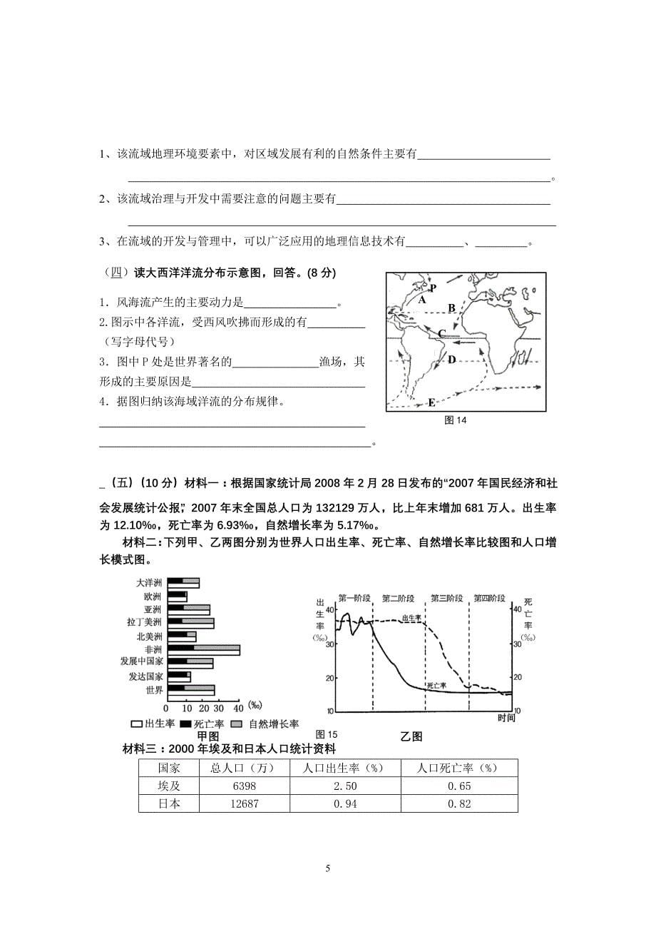 2010学年度第二学期静安区高一地理学习能力测试卷(新).doc_第5页