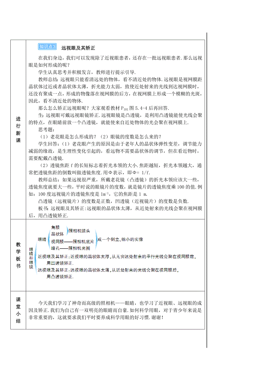 2018-2019学八年级物理上册 第五章 第4节 眼睛和眼镜导学案 （新版）新人教版_第4页