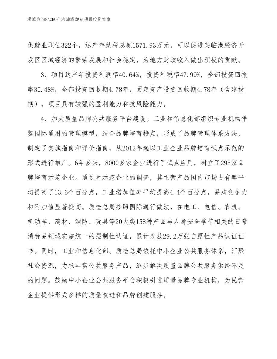 汽油添加剂项目投资方案_第5页