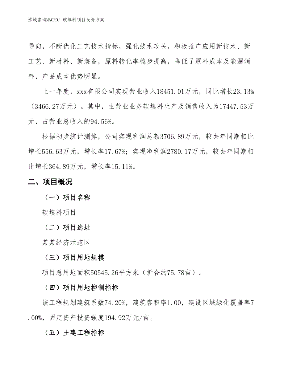 软填料项目投资方案_第2页