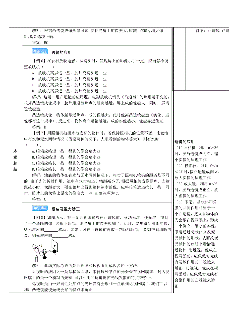 2018-2019学年八年级物理上册 第五章 透镜及其应用本章复习和总结导学案 新人教版_第3页