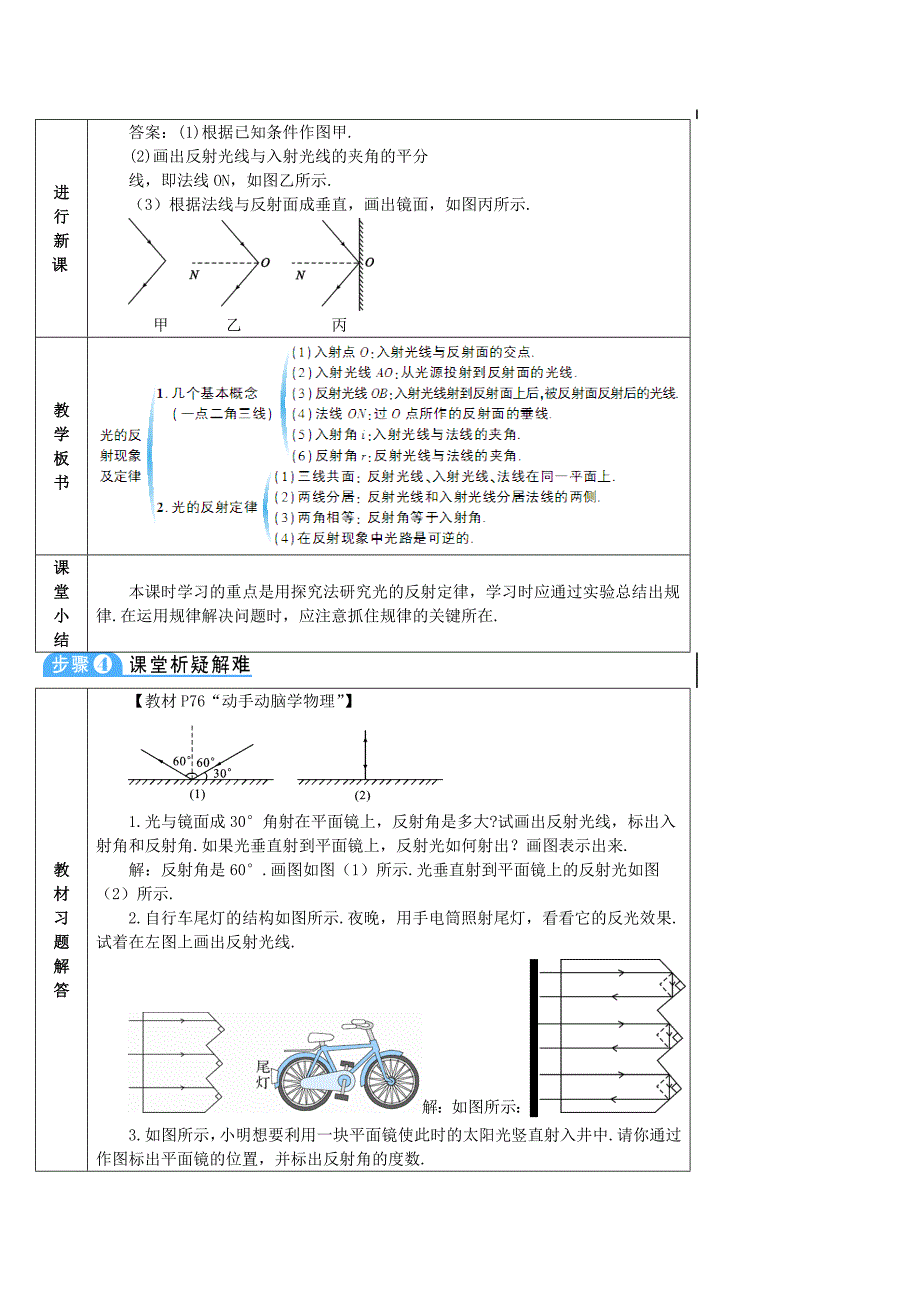 2018-2019学年八年级物理上册 第四章 第2节 光的反射（第1课时 光的反射现象及定律）导学案 （新版）新人教版_第4页