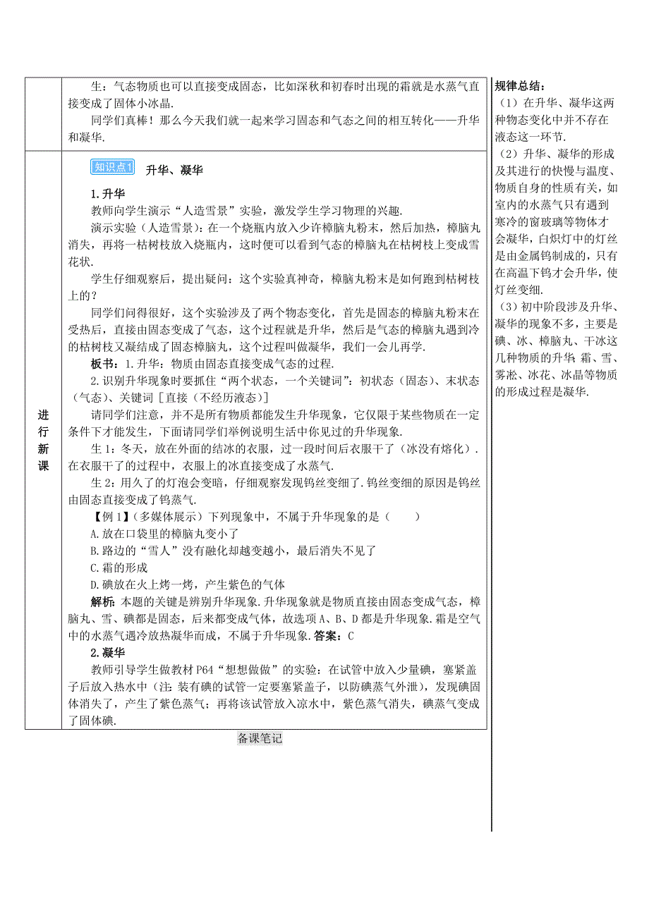 2018-2019学年八年级物理上册 第三章 第4节 升华和凝华导学案 新人教版_第2页