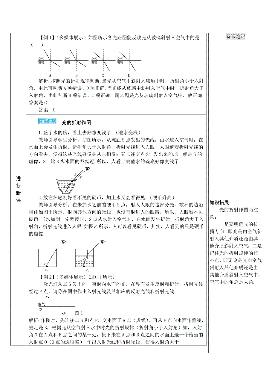 2018-2019学年八年级物理上册 第四章 第4节 光的折射导学案 （新版）新人教版_第4页