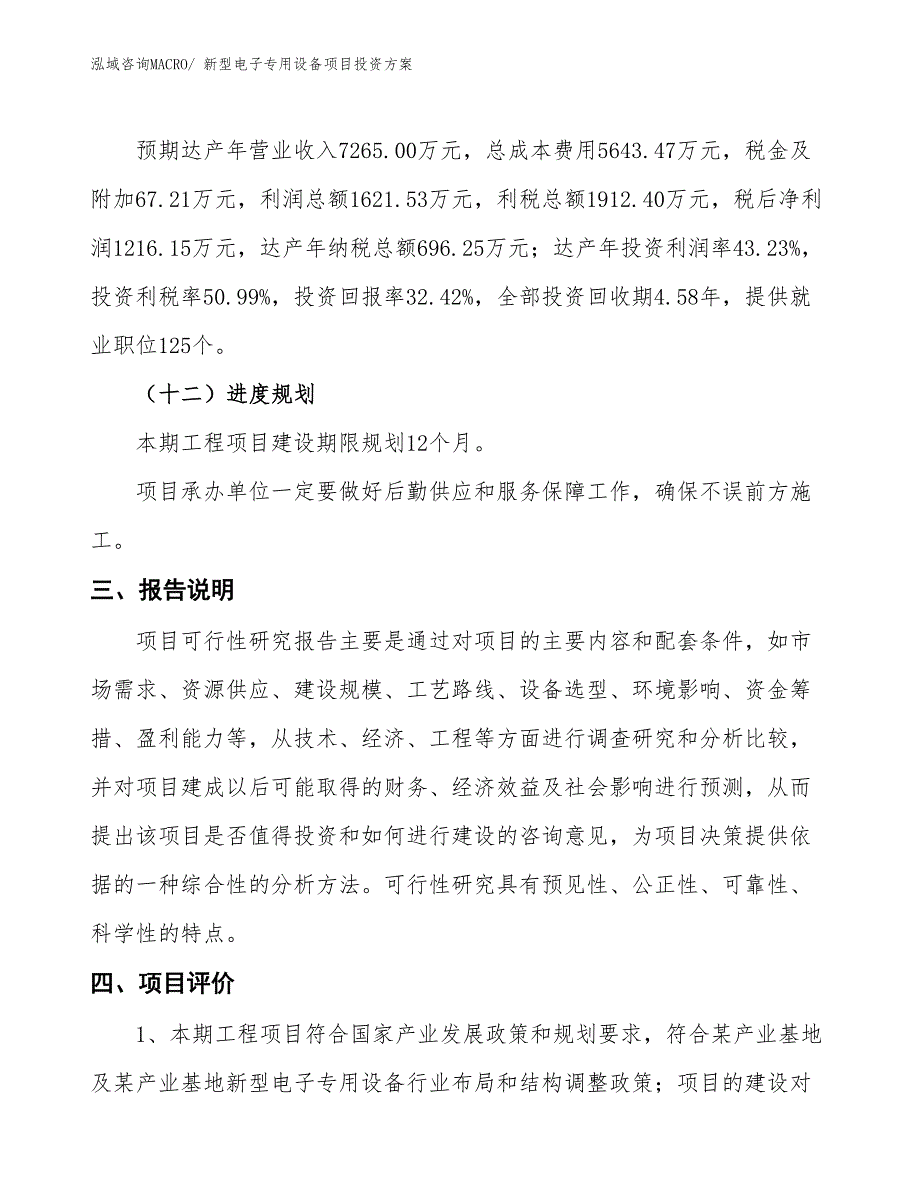 新型电子专用设备项目投资方案_第4页