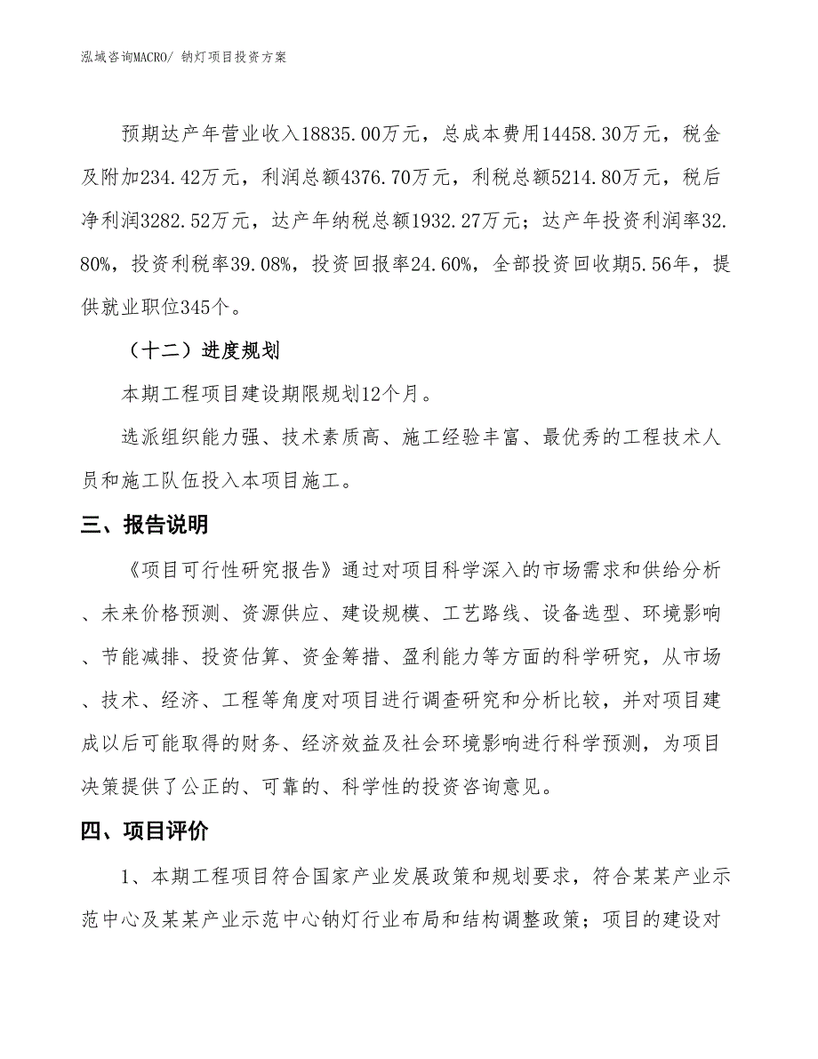 钠灯项目投资方案_第4页