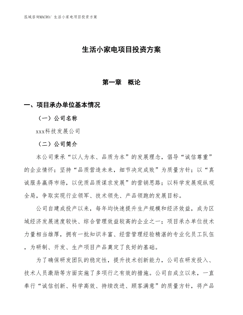 生活小家电项目投资方案_第1页