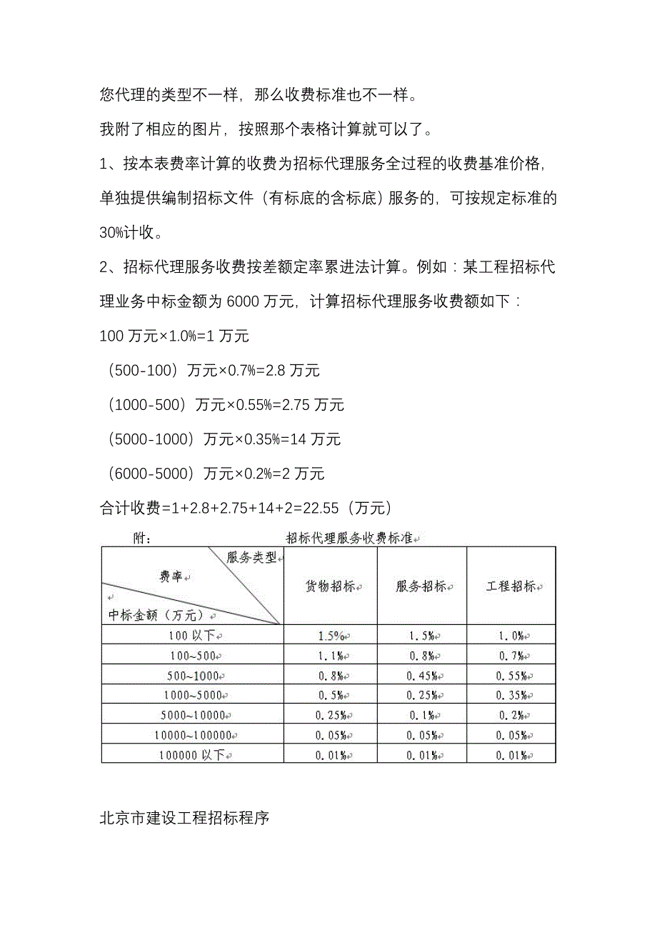 招标代理服务费取费标准及基本条件_第1页