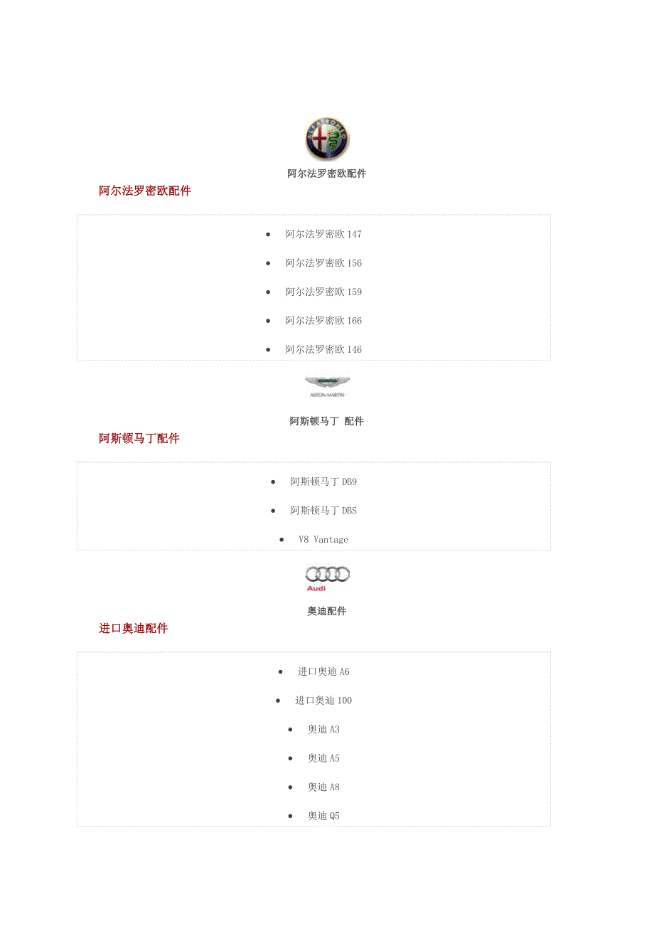 名车汽车配件品牌大全_第1页
