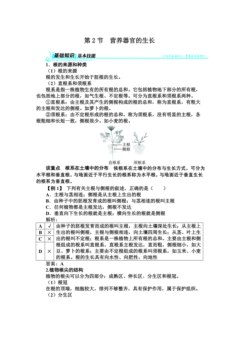 6.2 营养器官的生长 学案（北师大版七年级上）_第1页