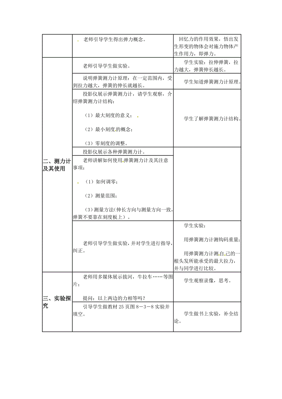 7.3 弹力 弹簧测力计 教案（教科版八年级下册） (3)_第2页