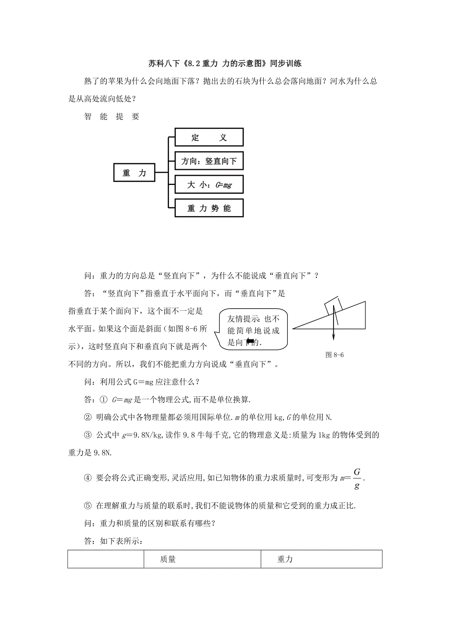 8.2力的示意图 每课一练（苏科版八年级下册） (1)_第1页