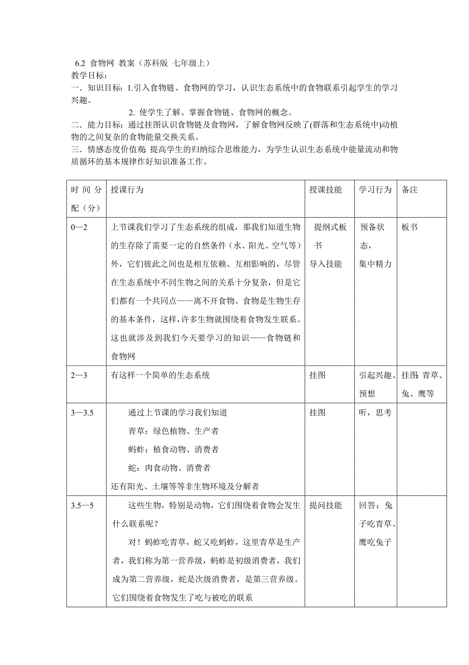 6.2 食物网 教案（苏科版 七年级上）_第1页