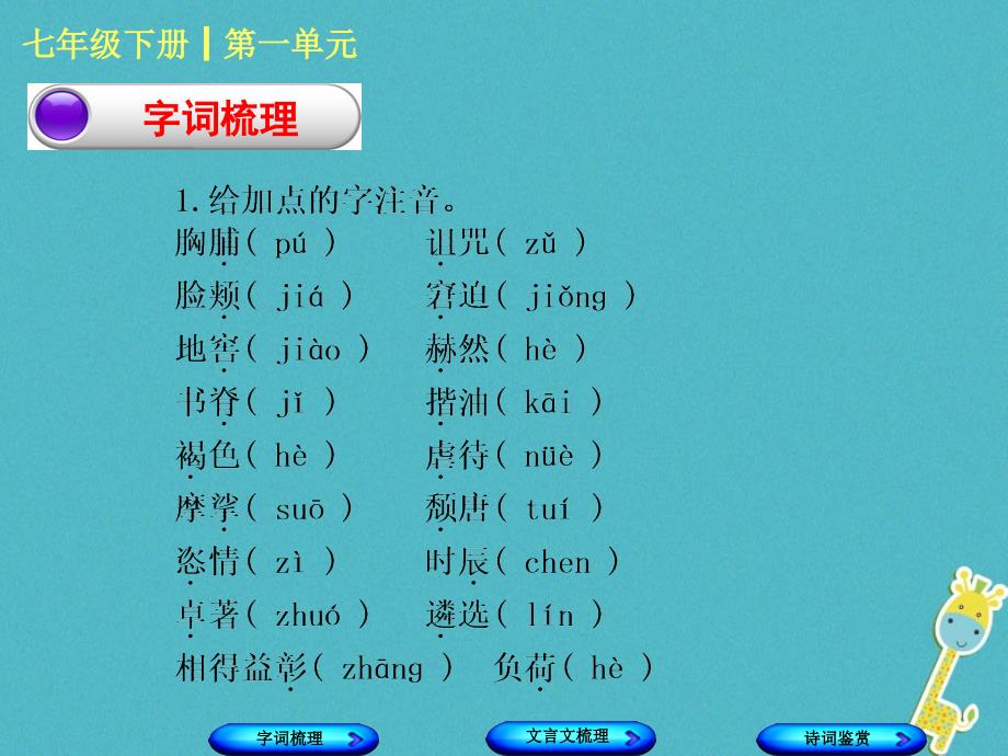 柳州专版2018年中考语文教材梳理七下第一单元复习课件20180424231_第2页