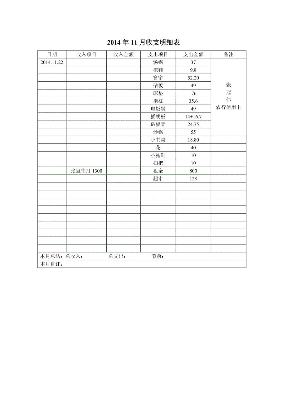 2014年个人收支明细表_第4页