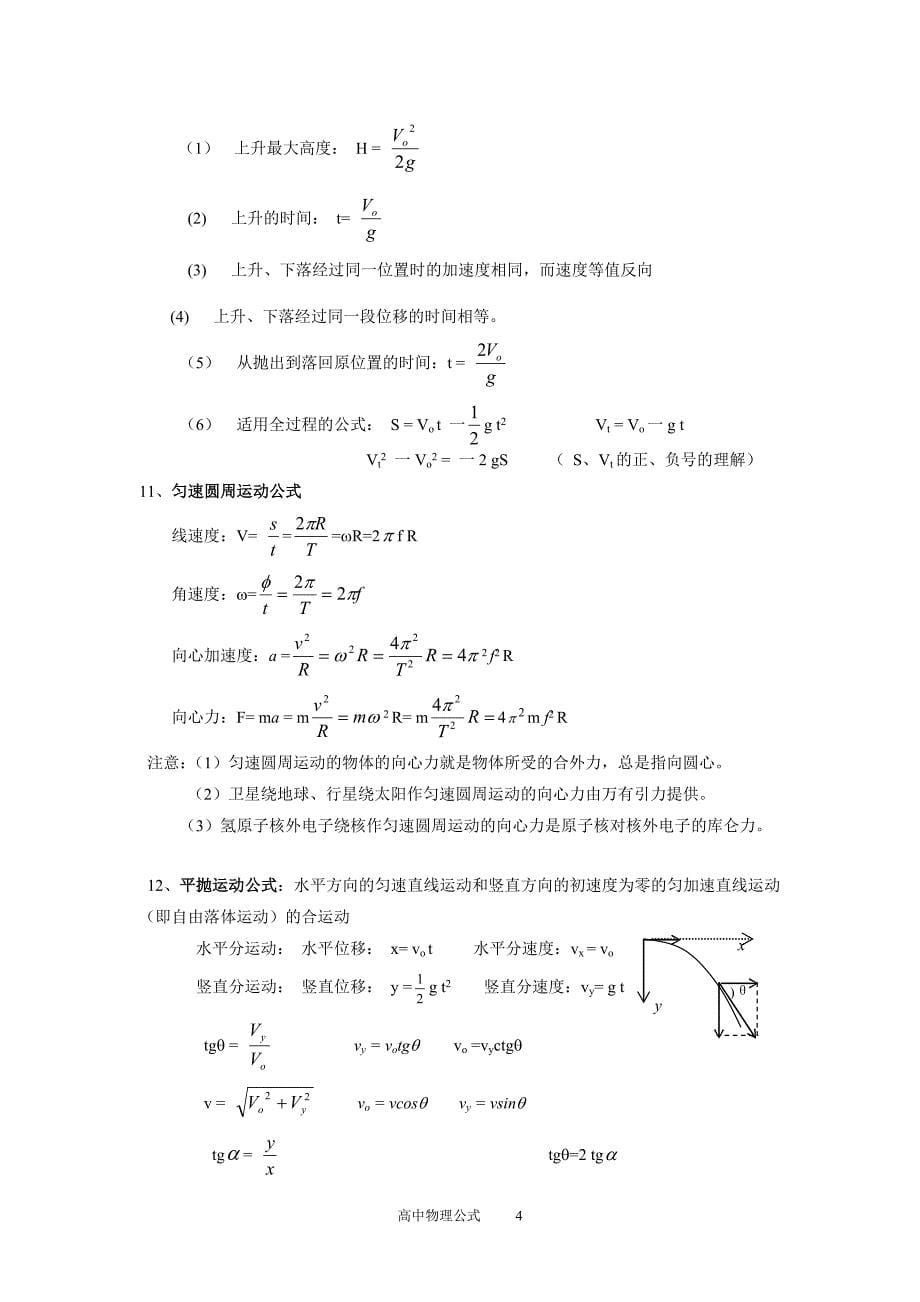 高中物理 必备公式 总结  外加 知识点总结_第5页