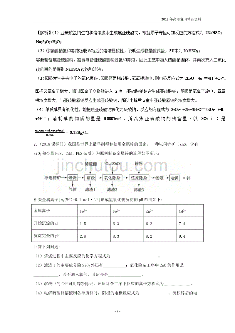 易错点09 化工流程知识点讲解-2019年高考化学清除易错点_第2页