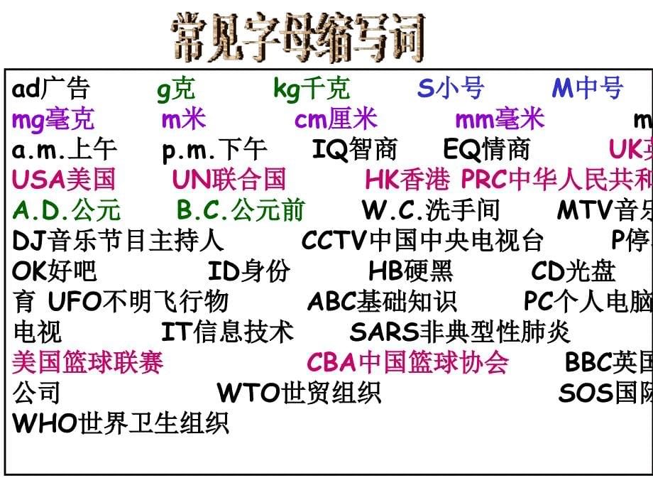 最新人教版七年级英语上册全册复习课件_第5页