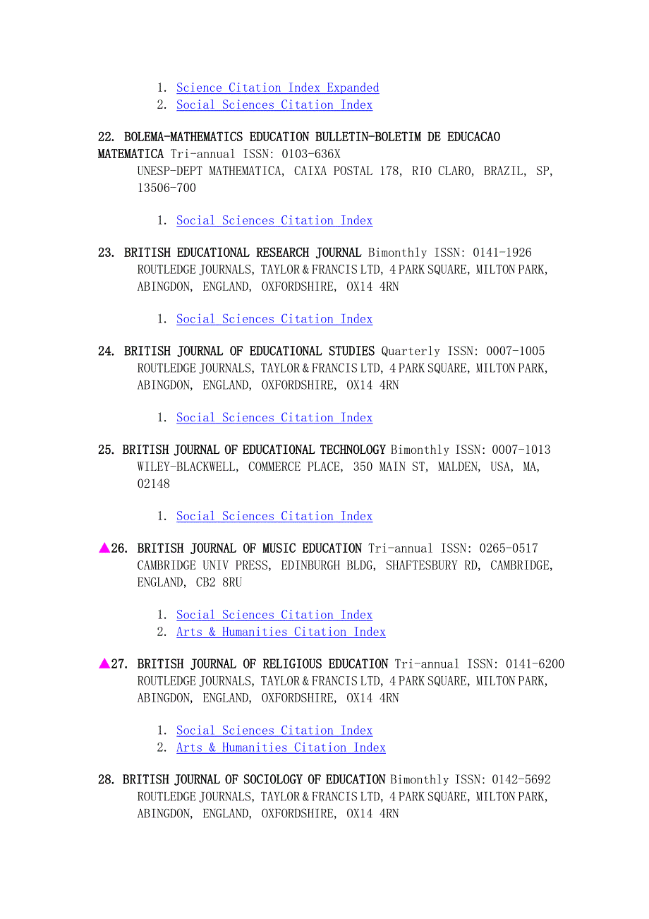 2012年ssci收录教育学213种期刊_第4页