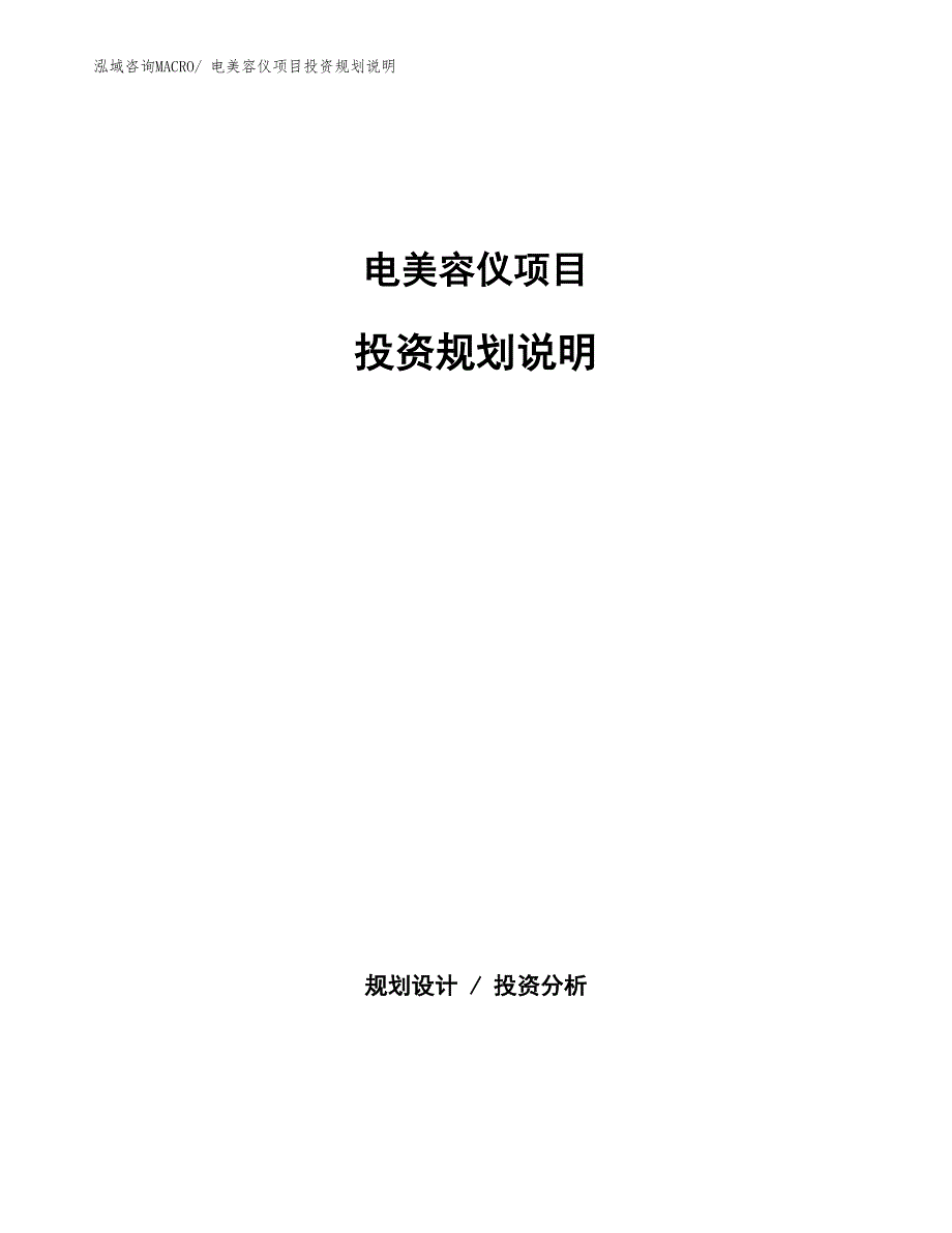 电美容仪项目投资规划说明_第1页