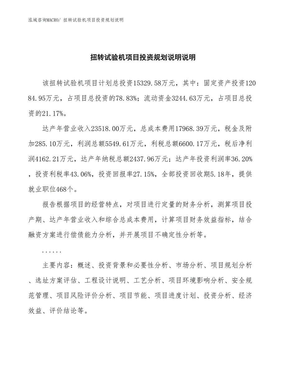 扭转试验机项目投资规划说明_第2页