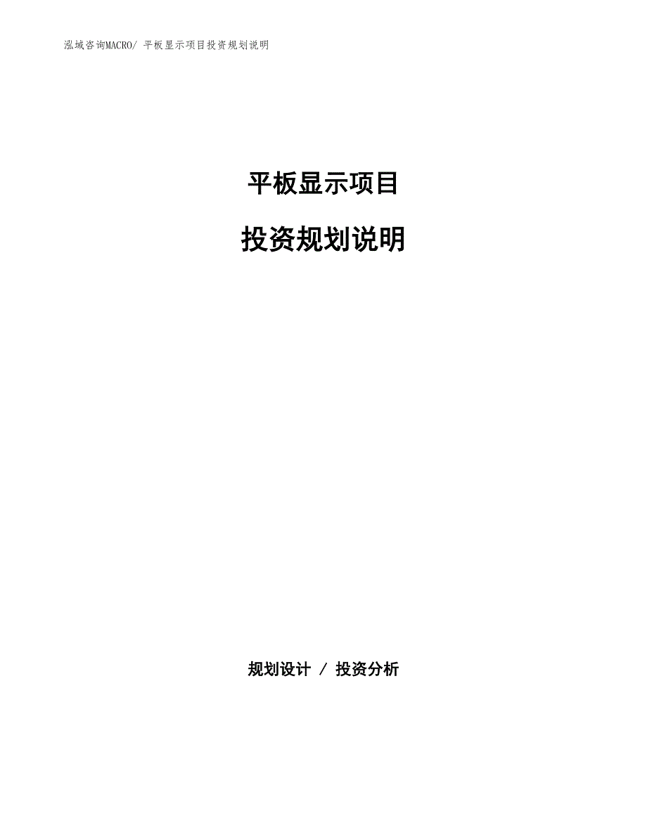 平板显示项目投资规划说明_第1页