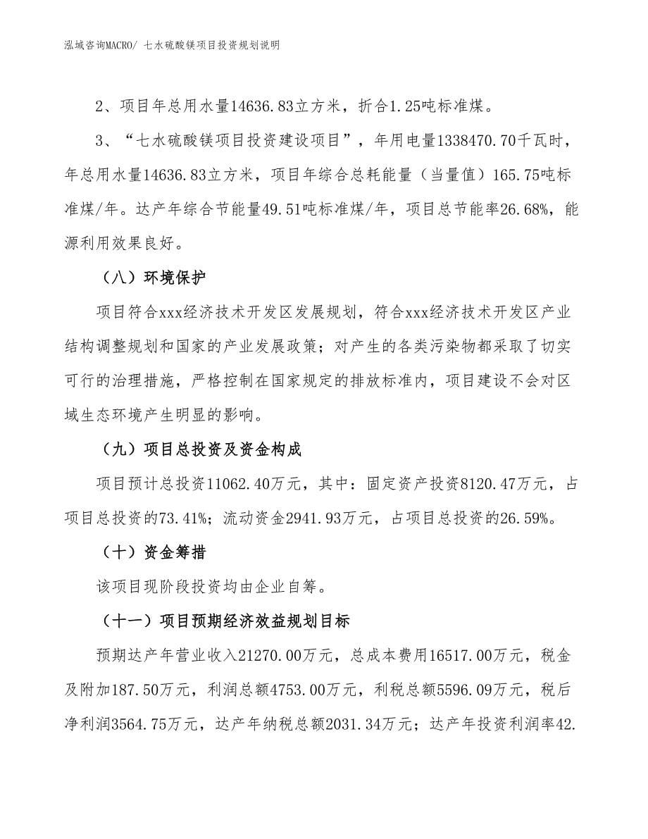 七水硫酸镁项目投资规划说明_第5页