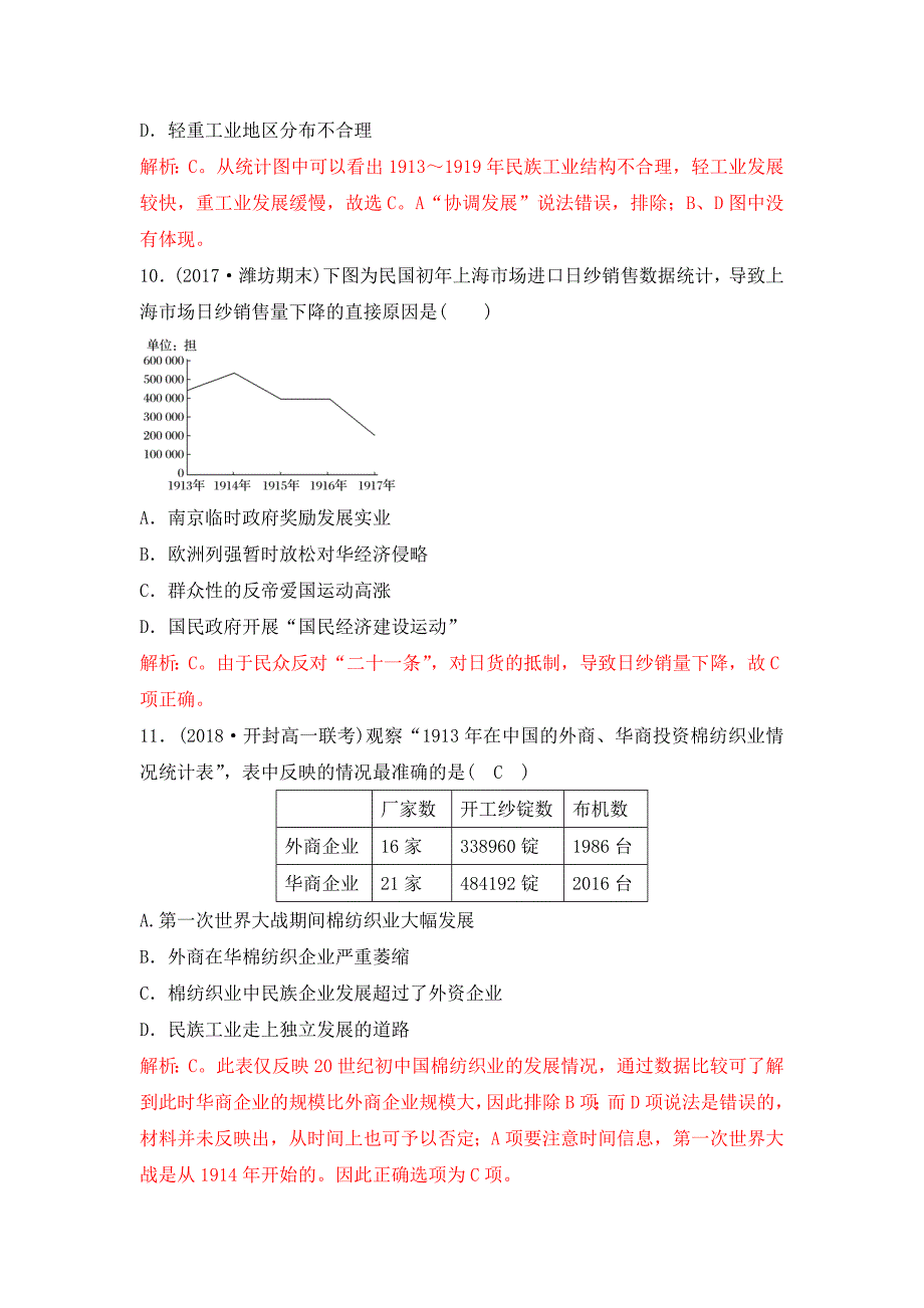 2018-2019学年高一下学期人教版历史中国民族资本主义的短暂春天---精校解析Word版_第4页