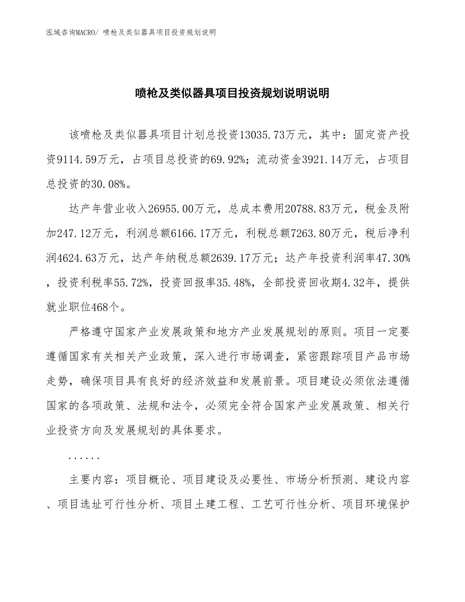 喷枪及类似器具项目投资规划说明_第2页