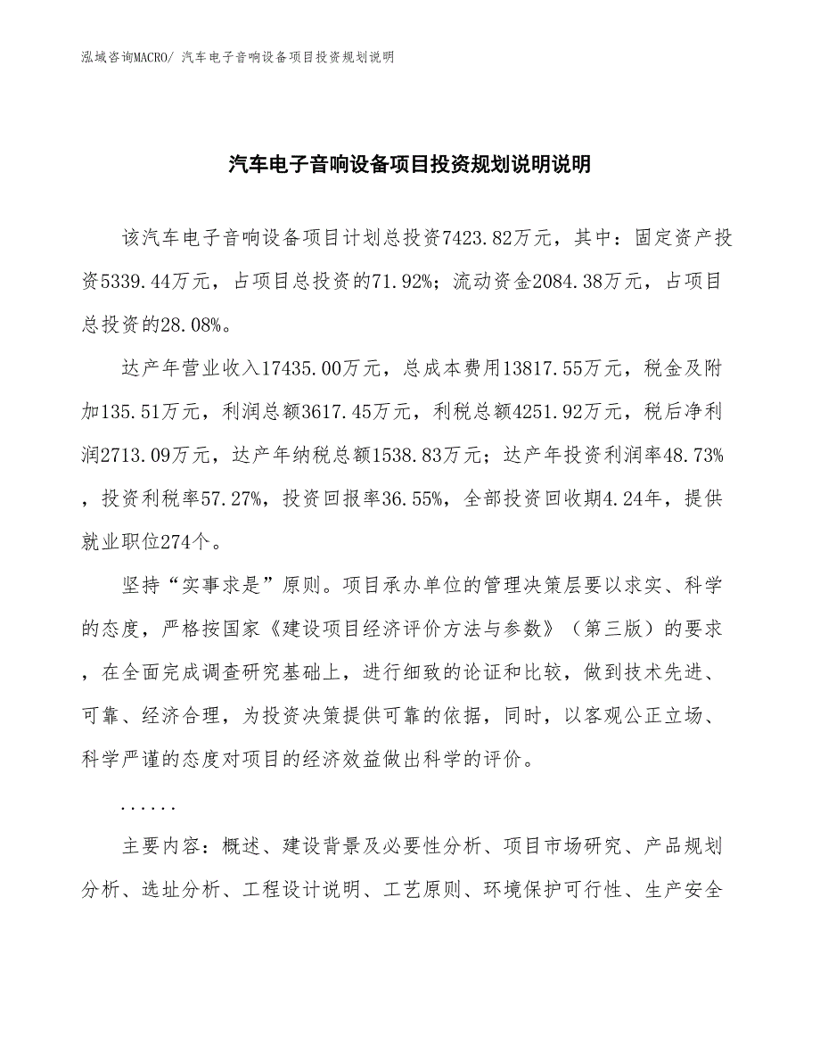 汽车电子音响设备项目投资规划说明_第2页