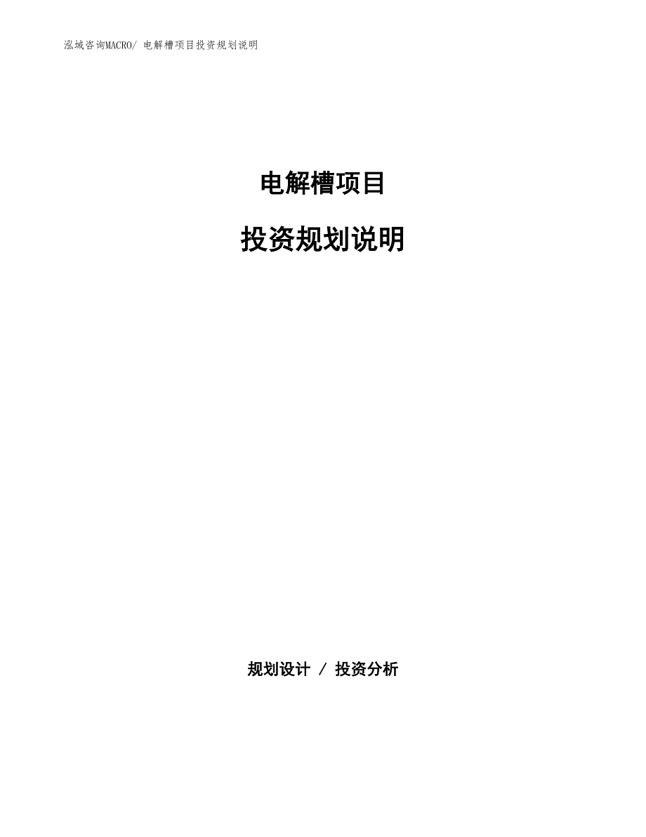 电解槽项目投资规划说明_第1页