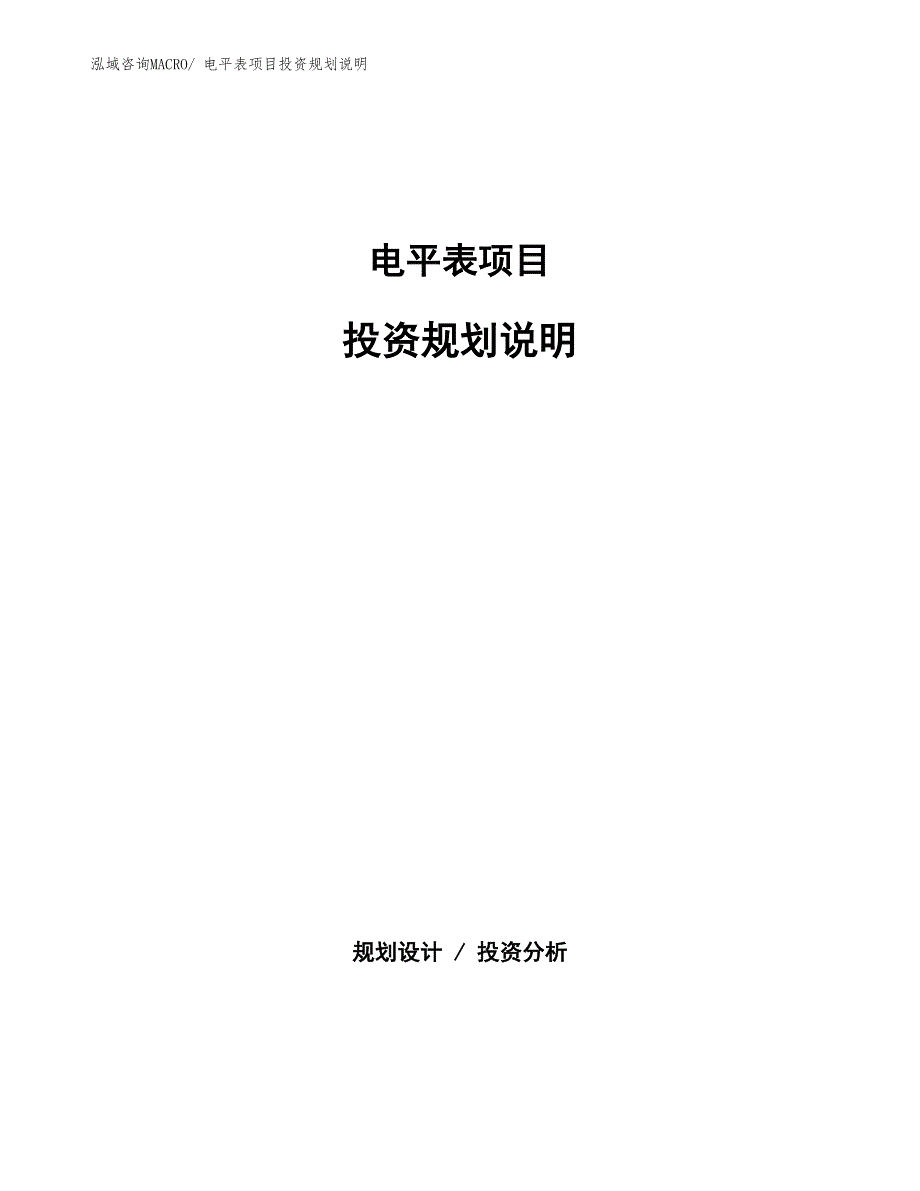 电平表项目投资规划说明_第1页