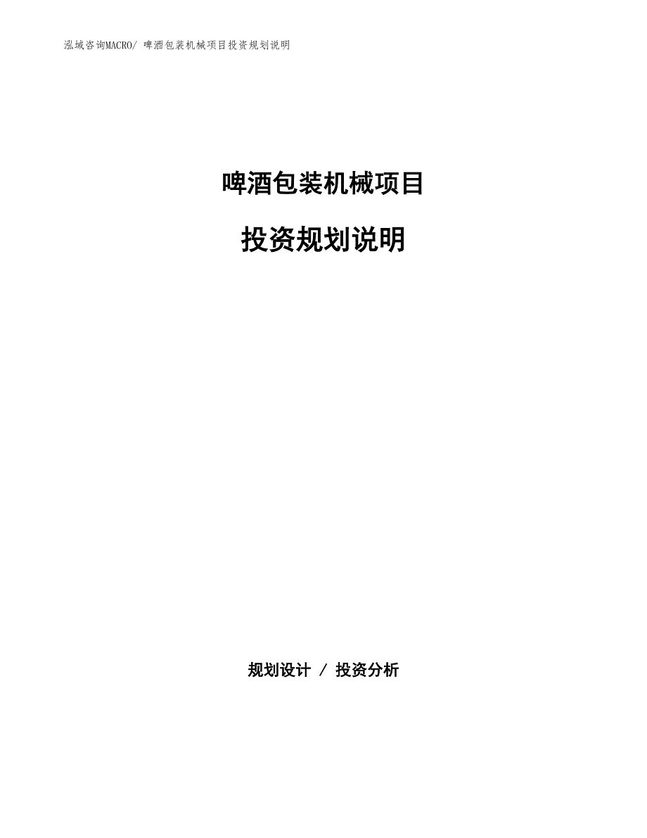 啤酒包装机械项目投资规划说明_第1页