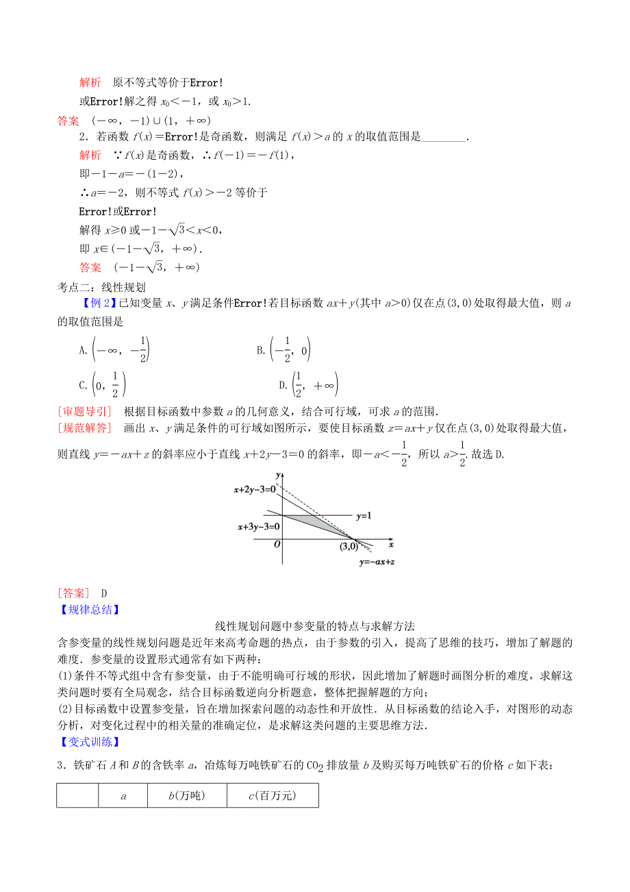 2016届高三数学二轮复习 第4讲 不等式 苏教版_第3页