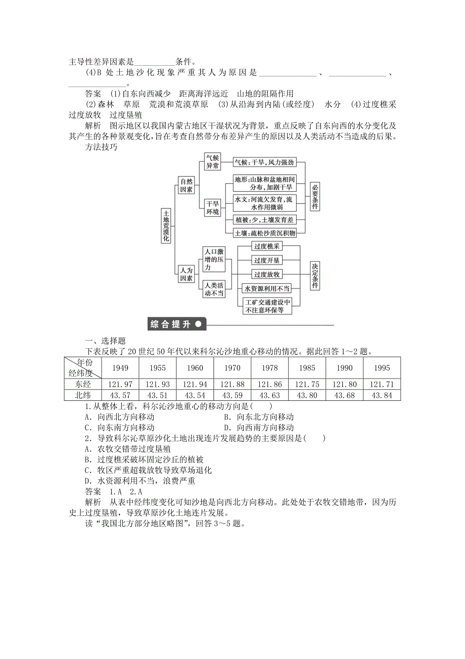 新2015-2016学年高中地理 第二章 第一节 第1课时 荒漠化产生的原因课时作业 新人教版必修3_第3页