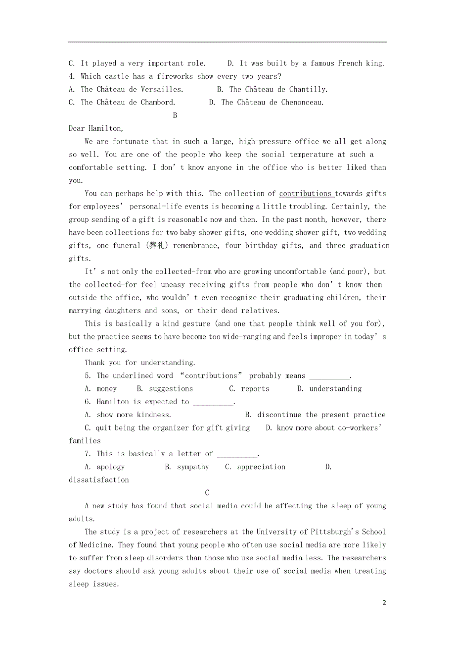 黑龙江省宾县一中2018-2019学年高一英语上学期第三次月考试题_第2页