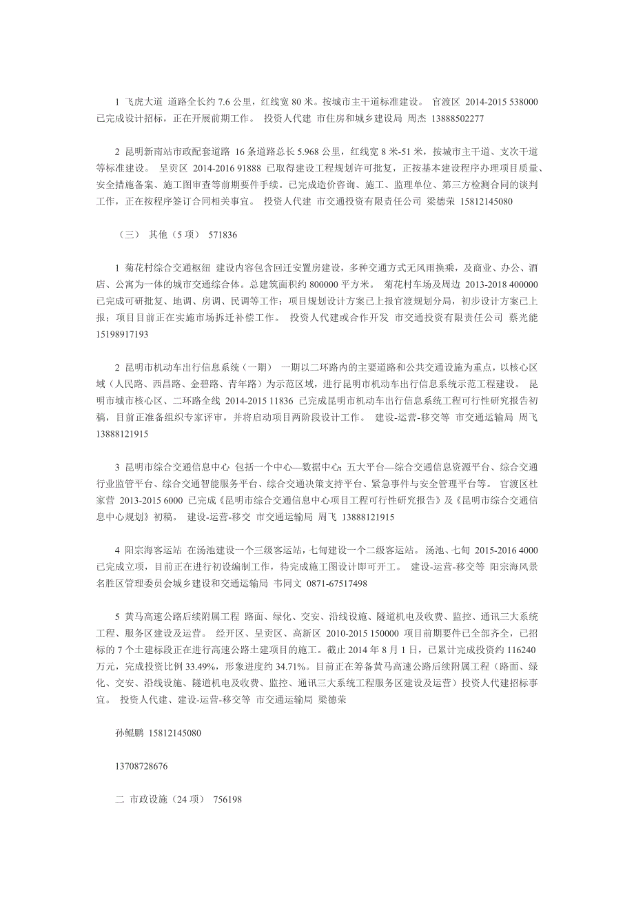 昆明市首批基础设施等领域鼓励社会投资项目表_第2页