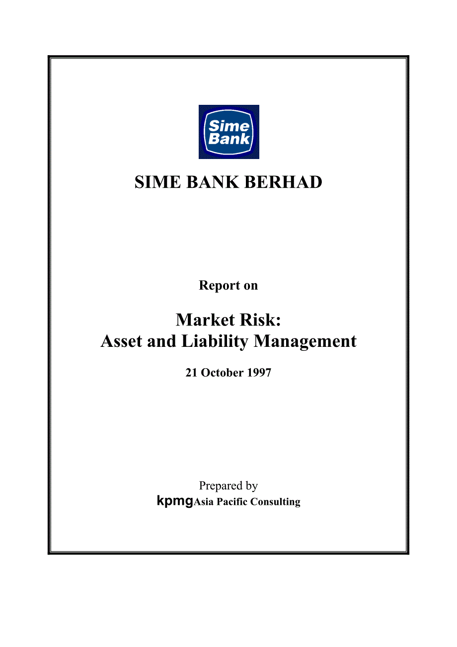 毕博上海银行咨询sime bank market risk alm report_第1页