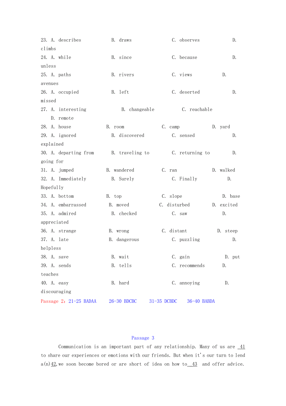 2016高考英语二轮复习 完形填空寒假精练（15）_第3页